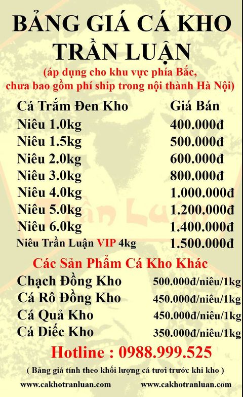 Báo giá cá kho làng Vũ Đại Tết 2024-2